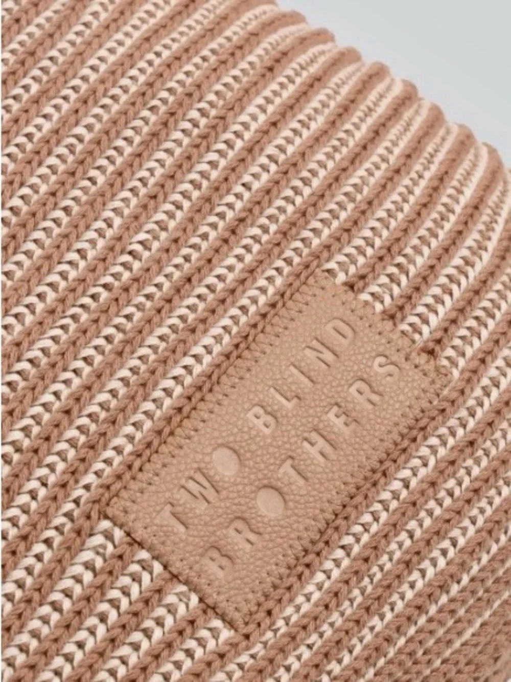 Soft Ribbed Throw Blanket in Soft Tan and Cream Cotton